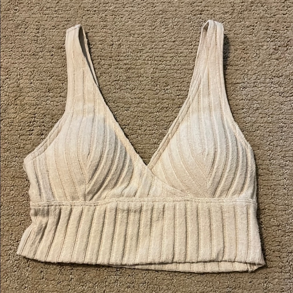 Hollister Cream Ribbed Knit Bralette